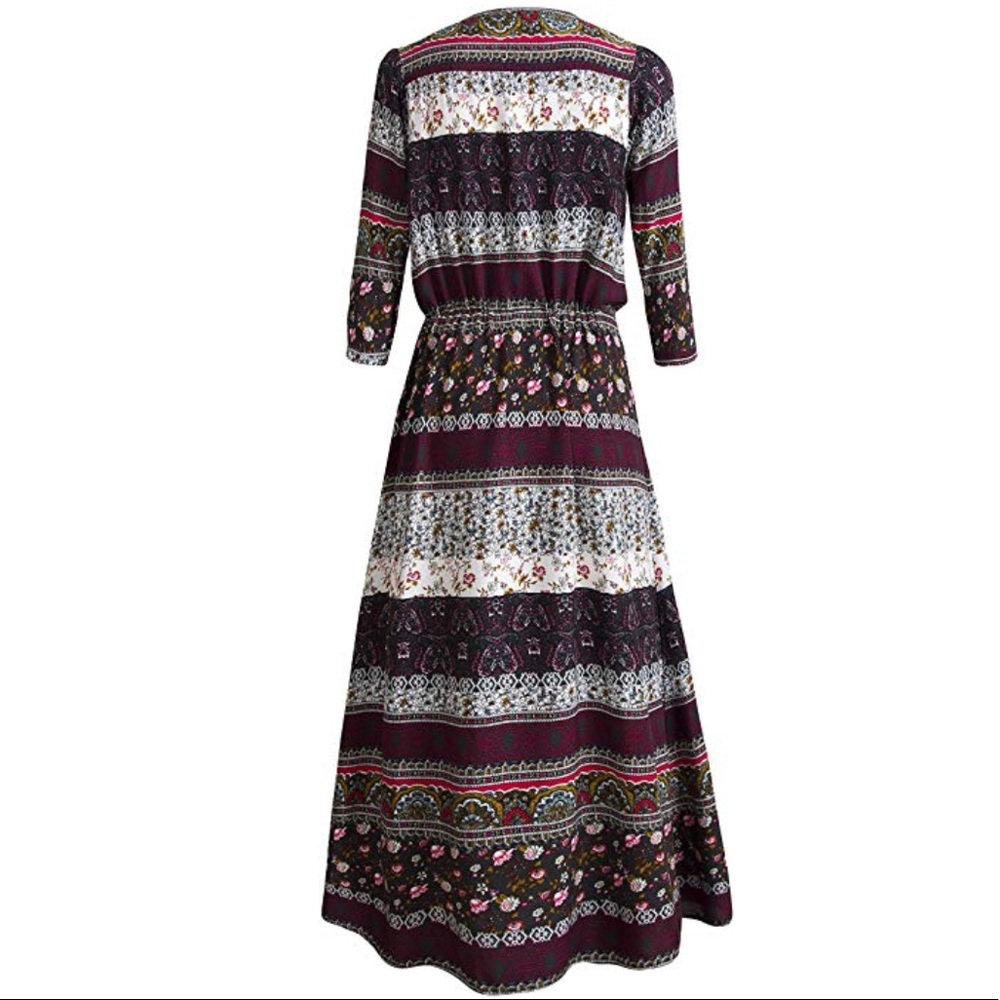 Purple Bohemian Split Front Boho Maxi Dress - Picture 6 of 8